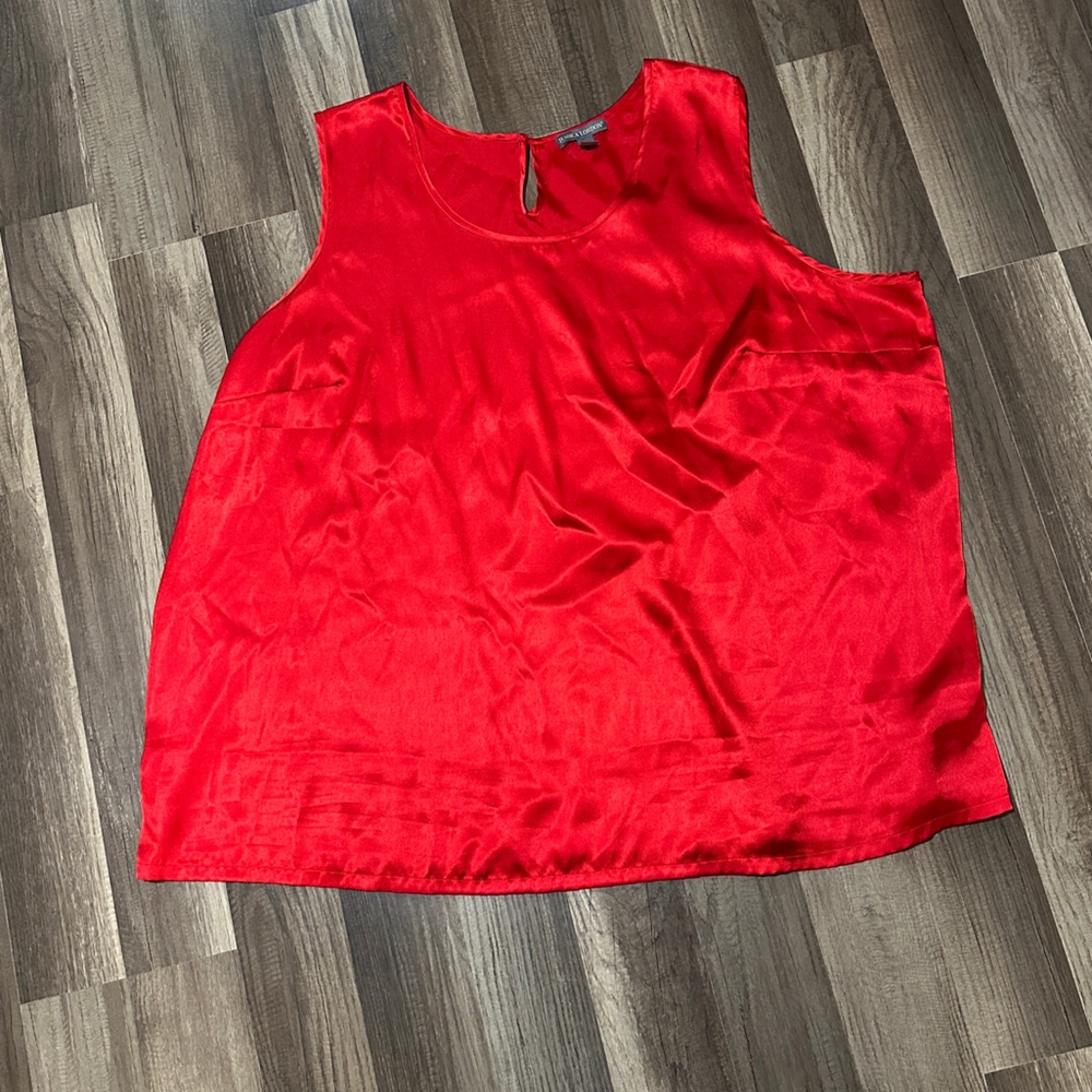 Jessica London Vibrant Red Satin Tank Top 26W